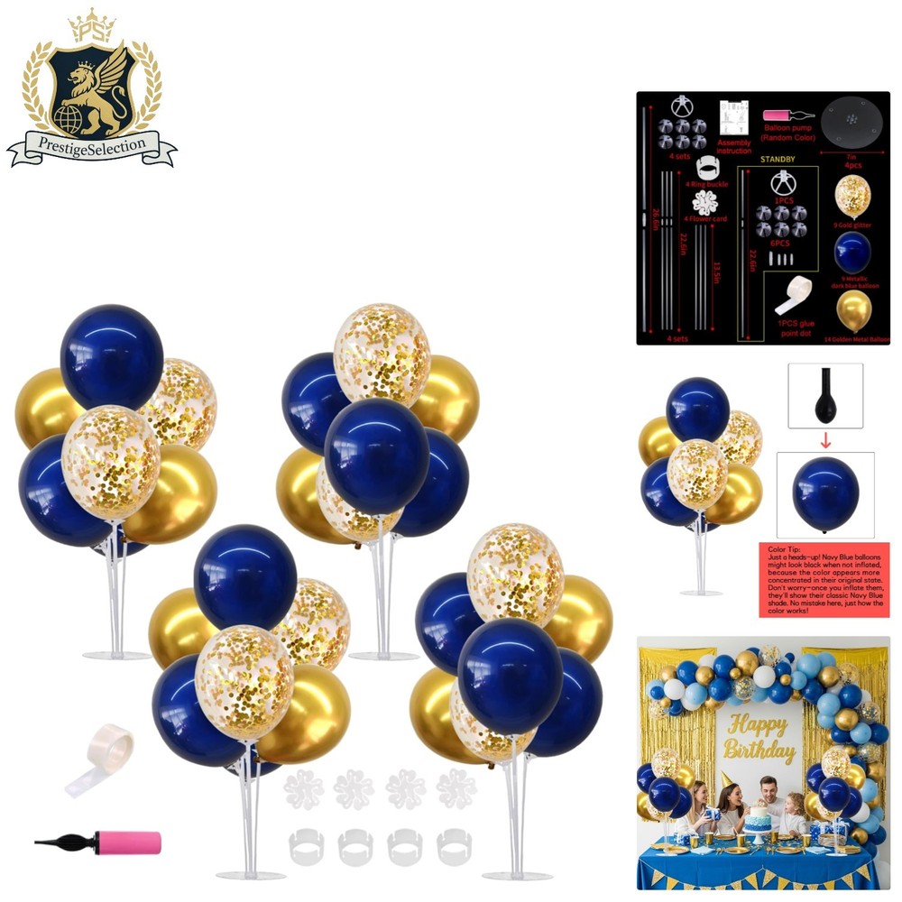 Versatile Navy Blue Gold Balloon Stand Kit – Perfect for Celebrations & Events