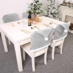 6x Christmas Grey Santa Hat Chair Covers Dinner Table Home Décor Ornaments Gift