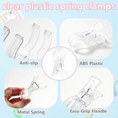 10 Pack Clear Plastic Balloon Arch Clips(3.5 Inch) Spring Clamps Backdrop Balloo