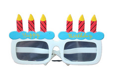 1 Pair White HAPPY BIRTHDAY Cake & Candles PARTY GLASSES Great for pictures