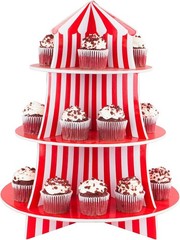 3 Tier Cupcake Foam Stand with Circus Carnival Tent Design for Desserts, Birt…