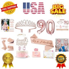 90th Birthday Decorations Gifts for Women, Including 90 old Birthday Cake To…
