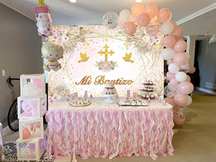 Mi Bautizo Backdrop Boho Baptism God Bless First Holy Communion Party | Backgrou