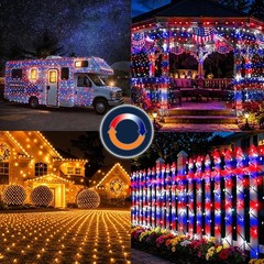 Waterproof 240 LED Net Lights – Red White Blue & Warm White for Every Occasion