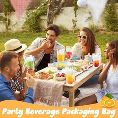Reusable Clear Drink Pouches Plastic Pouch Straw Bag Juice Party Festival Picnic