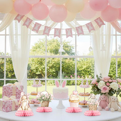12 Pcs Pink Bunny Baby Shower Decorations for Girl – Some Bunny Is on the Way Ba