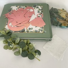 Bridal Shower Party Decorations Kit Rose Gold Green Eucalyptus Balloons Cube Box