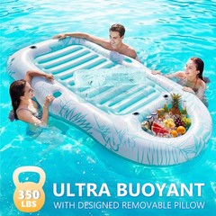 Inflatable Pool Floats Adult 87″x 47″ Large Lounger Float with Storage Cooler