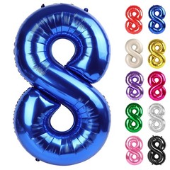 Metallic Blue Number 8 Balloon 40 Inch, 8 Balloon Number, 8th Birthday Decora…