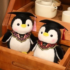 Graduation Penguin Plush Toy Stuffed Animal with Cap and Sash for Grad Gift