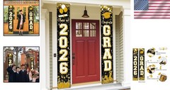 75-Inch Black & Gold Graduation Banners – Perfect for Class of 2026 Celebration