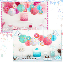 19 Pcs Donut Birthday Party Decorations Lanterns Hanging Donut Theme Decor Paper
