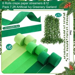 Green Jungle Party Decorations 492ft Green Crepe Streamers 300 Strips Chain G…