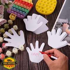 MixTeach White Hand Cutouts Paper 200 Pcs Kids Craft