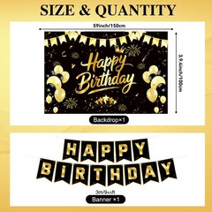 Elegant Gold Party Decor Set, Birthday Banner, Balloons, Centerpieces, Streamers