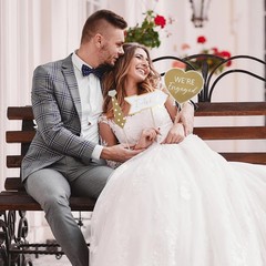 40Pcs Engagement Party Decorations Gold Engagement Photo Booth Props We are E…