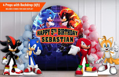 Sonic and Shadow Backdrop 6ft and Party Props 3ft , Party decor