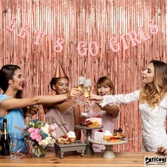 2 Pack Thicken Rose Gold Tinsel Backdrop 3.3×6.6Ft Fringe Curtains