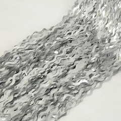 4 Pack 3.3×6.6ft Silver Foil Fringe Backdrop – Wavy Metallic Tinsel Foil Curt…