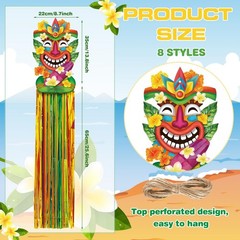 8 Pcs Hawaiian Luau Party Decorations 8.66 Inch x 3.3 Ft Colorful Decor