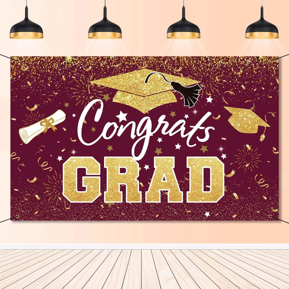 Graduation Party Decorations – Maroon Gold Congrats Grad Class of