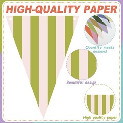 6 Pack Italian Summer Party Decorations Orange Green Stripe Pennant Summer Ba…
