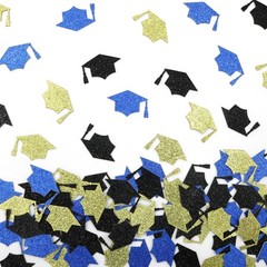 200 PCS Black Blue Gold Grad Cap Graduation Table Confetti Class Of 2026