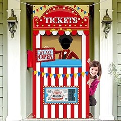 Carnival Circus Theme Party Decorations, Photo Door Banner Ticket Booth Polyeste