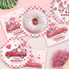 For Valentine’s Day Party Supplies – Gnome with Heart Disposable Tableware Set