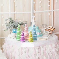 5 PCS Pastel Mini Christmas Trees Wool Plush Wrapped Cone Macaron Colors
