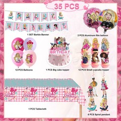 Barbie Princess Party Decoration Princess Birthday Supplies Balloons Cake Topper