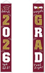 Charming 2026 Graduation Decorations: Maroon Gold Banners for Indoor/Outdoor Use