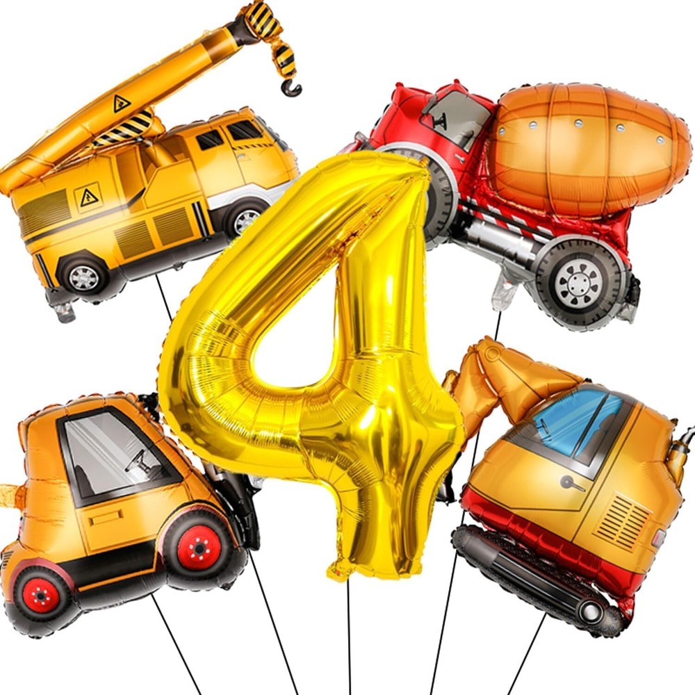Construction Birthday Party Supplies 4 5 6 Year Old, Large Construction Balloons