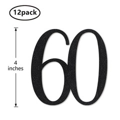 Black Glitter 60 CutOut Numbers 60th Birthday Anniversary Party Decor DIY