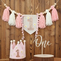 Boho Daisy Highchair Banner 1st Decorations Girl for First Decorations Set wi…