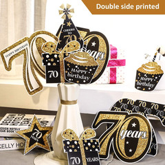 70th Birthday Centerpiece Sticks Gold Glitter Table Toppers Party Decor 24 Packs