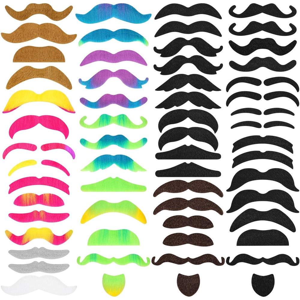 60 Pcs Fake Mustaches Self Adhesive Novelty Moustaches Variety of Styles for …