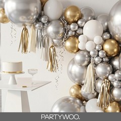 Silver Balloons 140 pcs Different Sizes of 18 12 10 5 Inch Silver Balloon Arc…