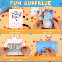 Pop-Up Birthday Card with Confetti Surprise Gift Box Explosion for Money