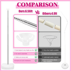 4 Set Heavy-Duty Balloon Column Stand Kit for Floor, 6.6Ft Adjustable Metal Tele