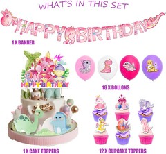 Dinosaur Birthday Party Decorations Supplies 30 Pcs with Dino Theme for Girls