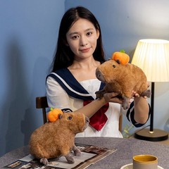 Cute Capybara Plush Toy with Mini Pumpkin Fall Stuffed Animal Decor Gift