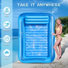 Inflatable Tanning Pool for 2 Person, 81»x 60» Tanning Pool Lounger Float w…