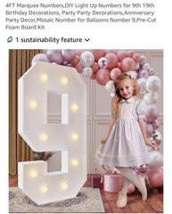 New 4FT Marquee Numbers,DIY Light Up Numbers for 9th Decorations WHITE