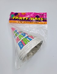 Vintage Unique Happy Birthday Paper Party Hats Cone Lot of 8 New 90s