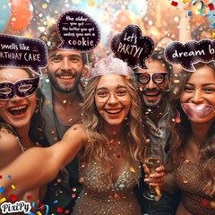 Rose Gold Birthday Photo Booth Props Kit 27 Pcs Durable Cardboard Signs Memor…
