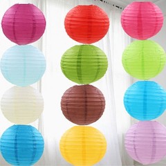Round Paper Lantern 8/12/16inch Regular Shade Festive Lanterns Home Decoration