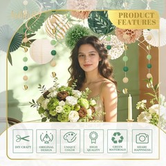 Sage Green Party Decorations Kit – Birthday, Baby Shower, Bridal Shower, Boho We