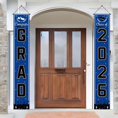 Graduation Decorations 2026 – Blue Congrats Grad Porch Banner for Graduation P..