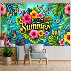 HOMETITUTE Hello Summer Banner 71 x 43 inch Hawaiian Beach#005